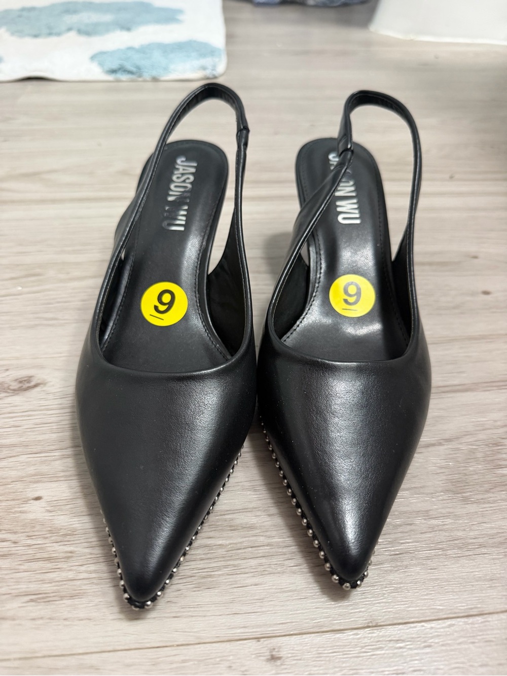 Jason Wu Black Pointed Slingback Pumps with Stud Trim